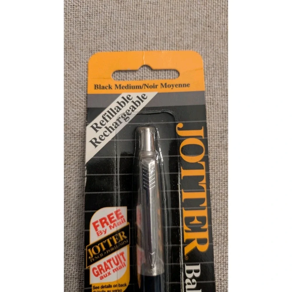 Vintage Deadstock Black 90s PARKER JOTTER BLACK INK Medium Ballpoint Pen USA NIP